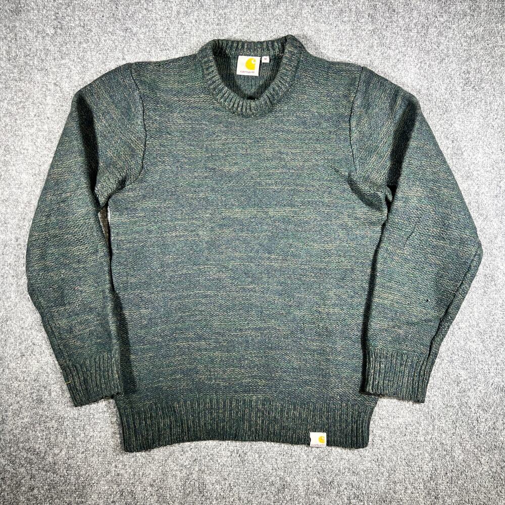 Carhartt WIP Accent Sweater Medium Green Lambswool Crewneck Knit Pullover